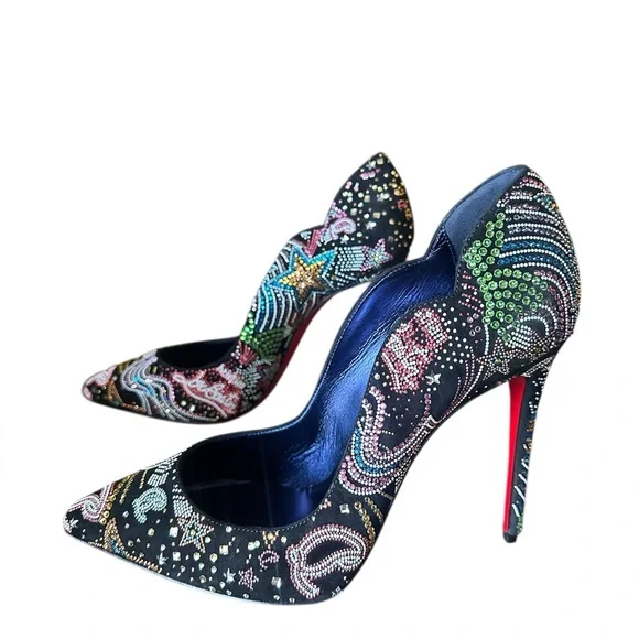 Christian Louboutin Hot Chick starlight Strass Crystal 100mm heels RETAIL 3,295